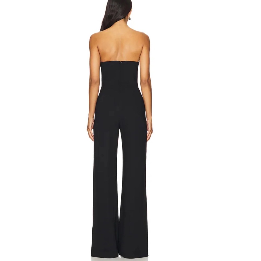 Amanda Uprichard strapless puzzle jumpsuit black elegant formal wide leg Large - Picture 5 of 14
